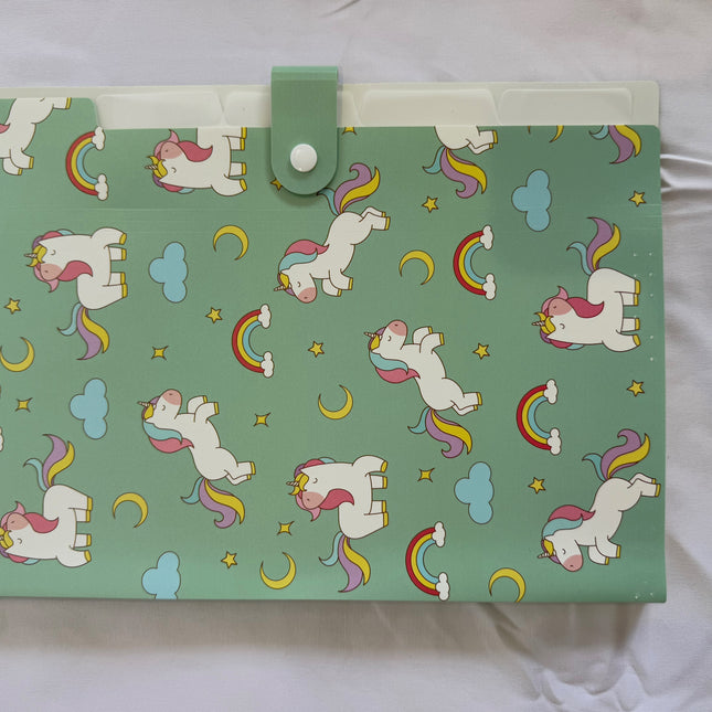 File Folder 5 Pockets - Cute Unicorn Letter A4 Accordion Expanding File Paper Document Organizer Tabs with Cover