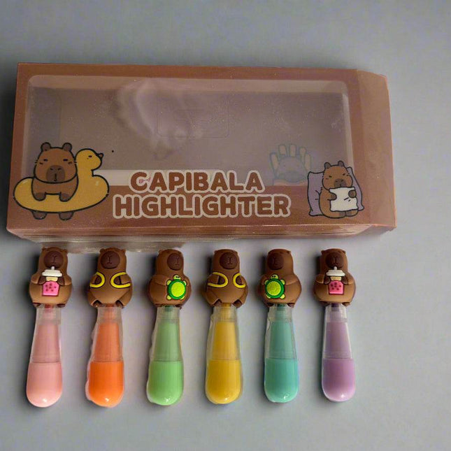 Capybara-shaped highlighter β cute kidsβ stationery item
