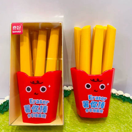 Cute French fries eraser for kids – novelty school stationery